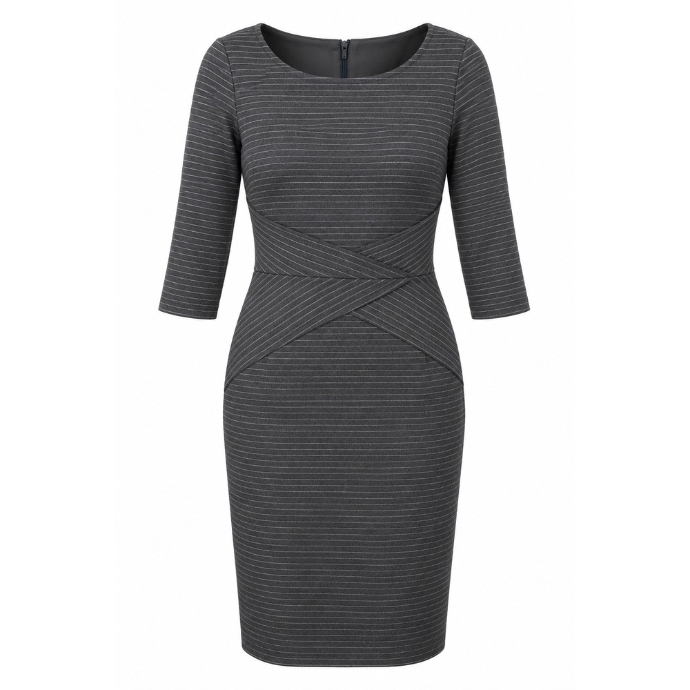 White House Black Market Sheath Dress Women 6 Gray Pinstripe Metallic Preppy